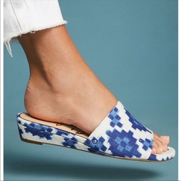 Anthropologie Sam Edelman Ikat Print Wedge Slip-On Slide Sandals (NWT) - Picture 1 of 3